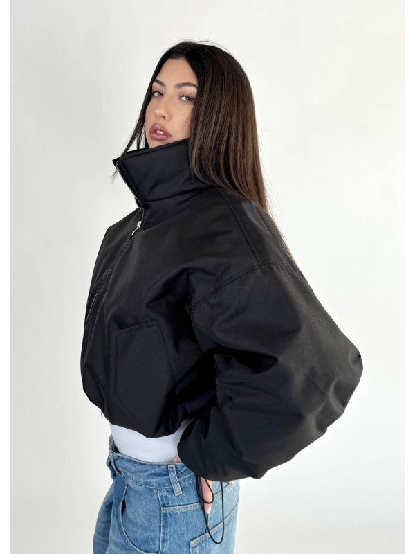 Krótka kurtka typu bomber czarna