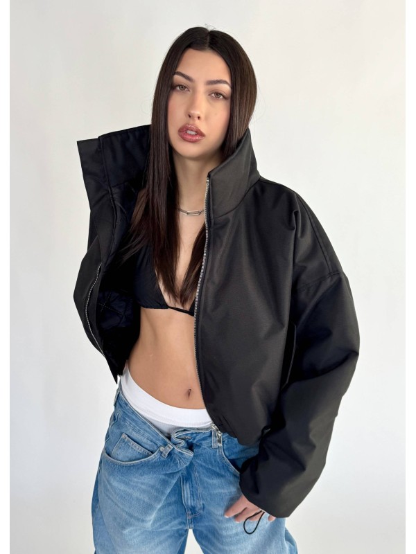 Krótka kurtka typu bomber czarna