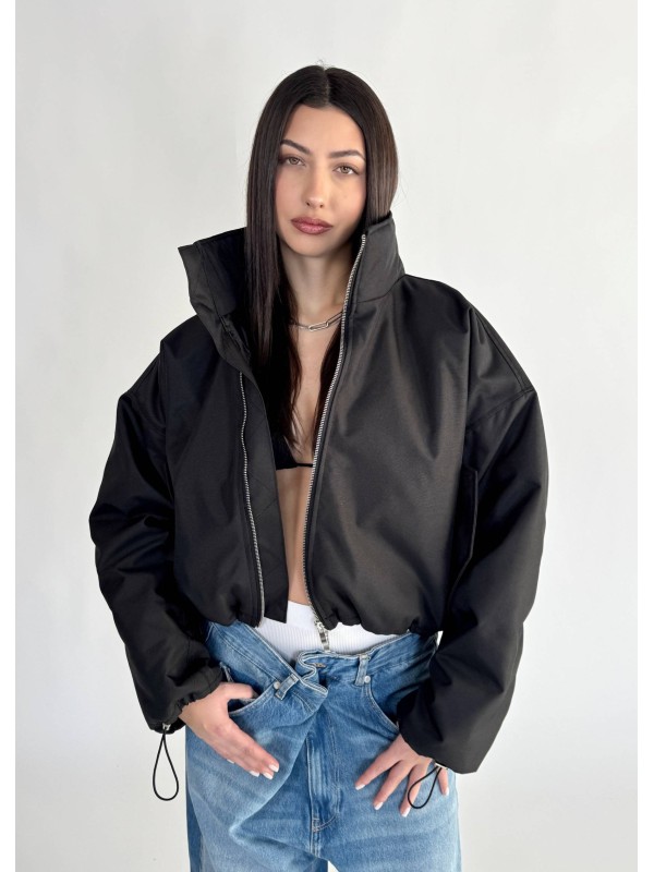 Krótka kurtka typu bomber czarna