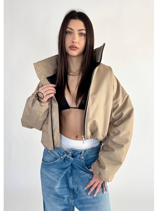 Krótka kurtka typu bomber mocca