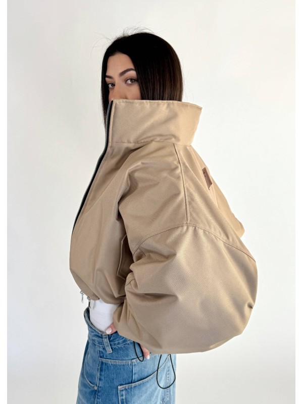 Krótka kurtka typu bomber mocca