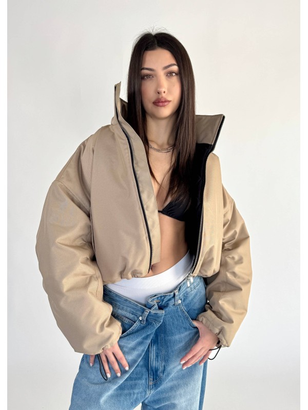 Krótka kurtka typu bomber mocca