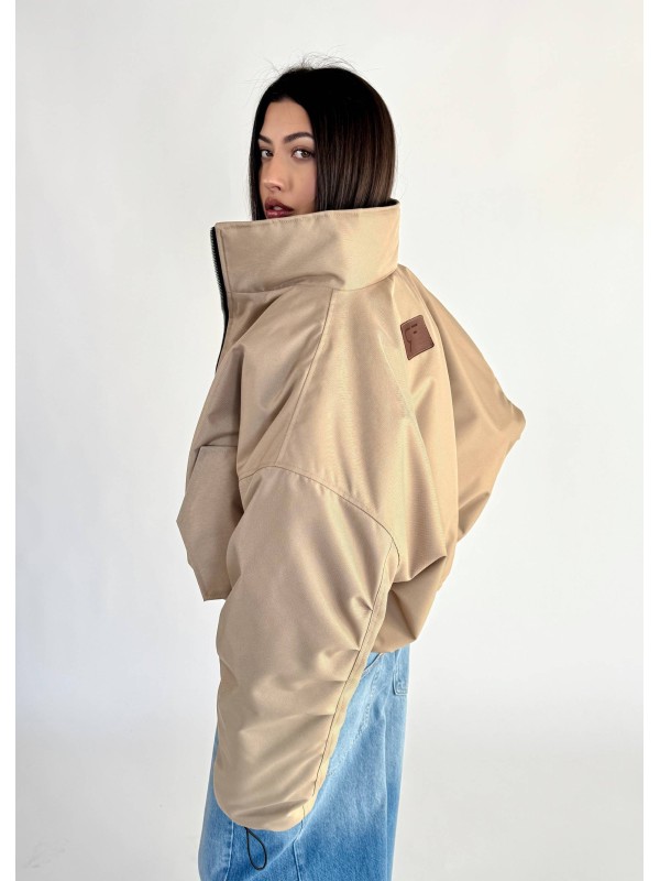 Krótka kurtka typu bomber mocca