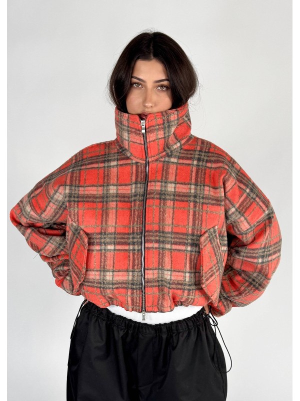 Shorty teddy bomber jacket red rush