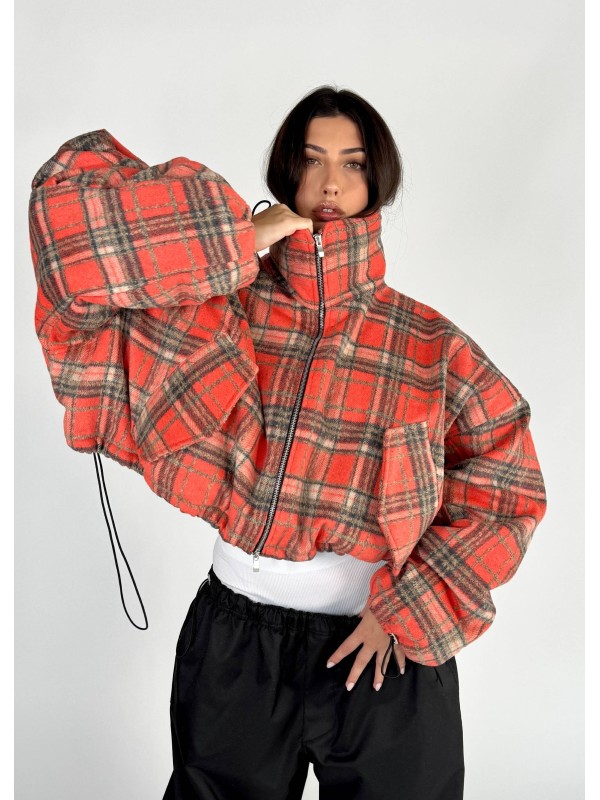 Shorty teddy bomber jacket red rush