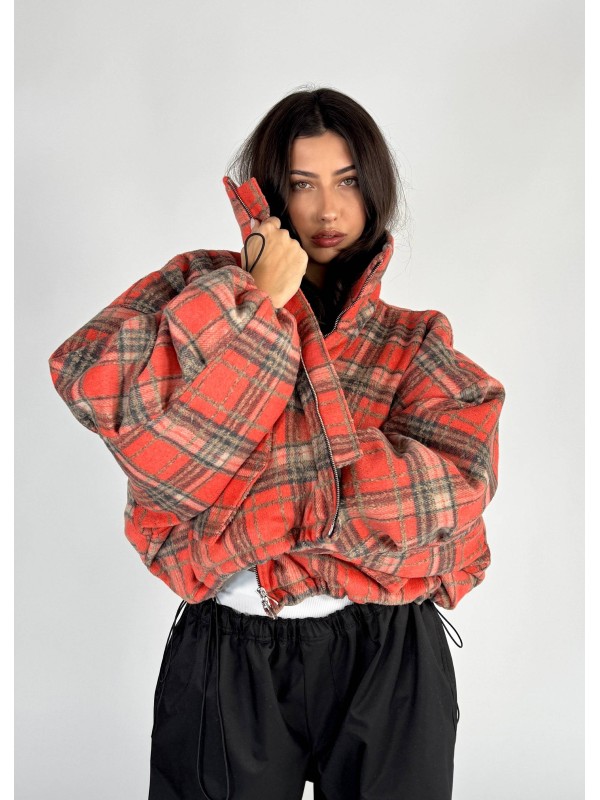 Shorty teddy bomber jacket red rush