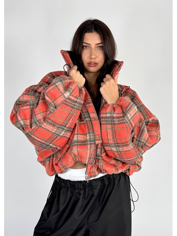 Shorty teddy bomber jacket red rush