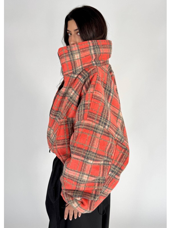 Shorty teddy bomber jacket red rush