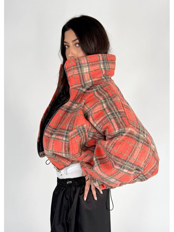 Shorty teddy bomber jacket red rush