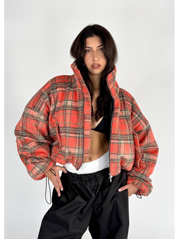 Shorty teddy bomber jacket red rush