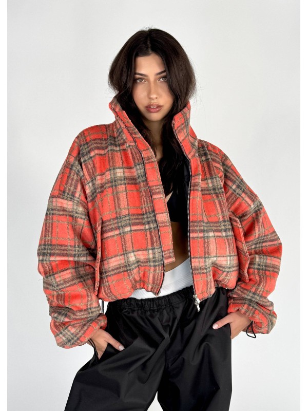 Shorty teddy bomber jacket red rush