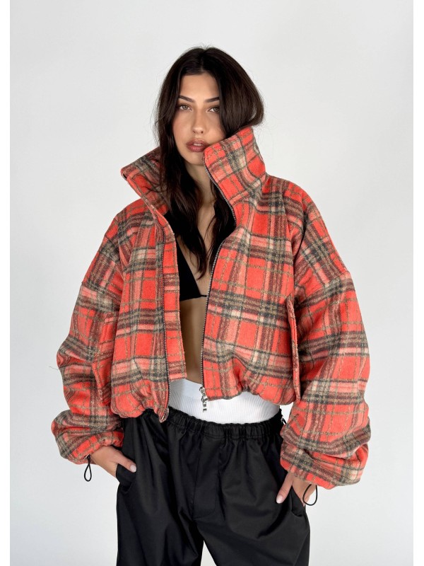 Shorty teddy bomber jacket red rush