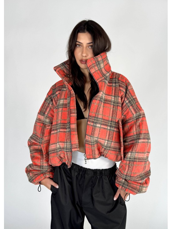 Shorty teddy bomber jacket red rush