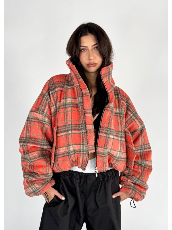 Shorty teddy bomber jacket red rush