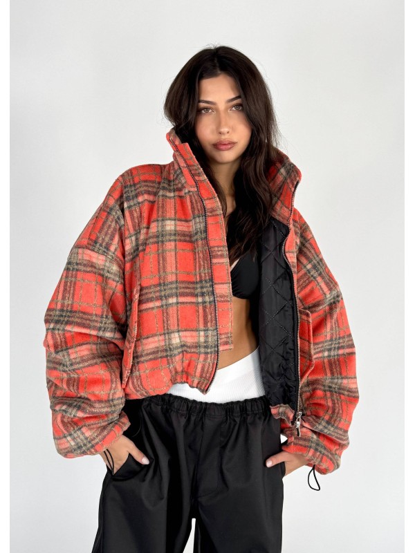 Shorty teddy bomber jacket red rush