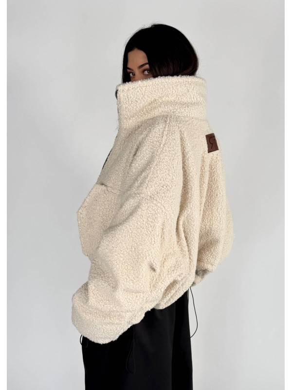shorty teddy bomber jacket in mocca