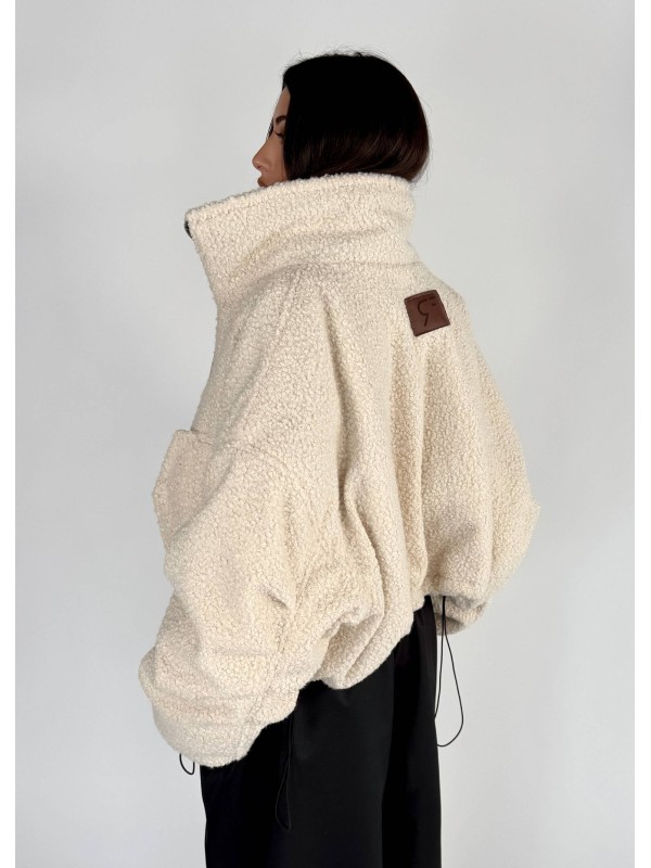 Krótka kurtka typu bomber teddy mocca