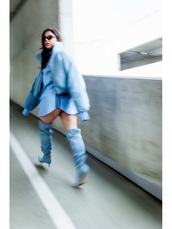 Krótka kurtka bomber denim light blue