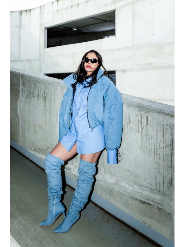 Krótka kurtka bomber denim light blue