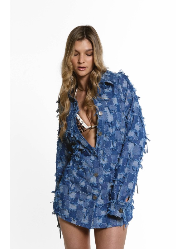 Koszulo sukienka denim patchwork