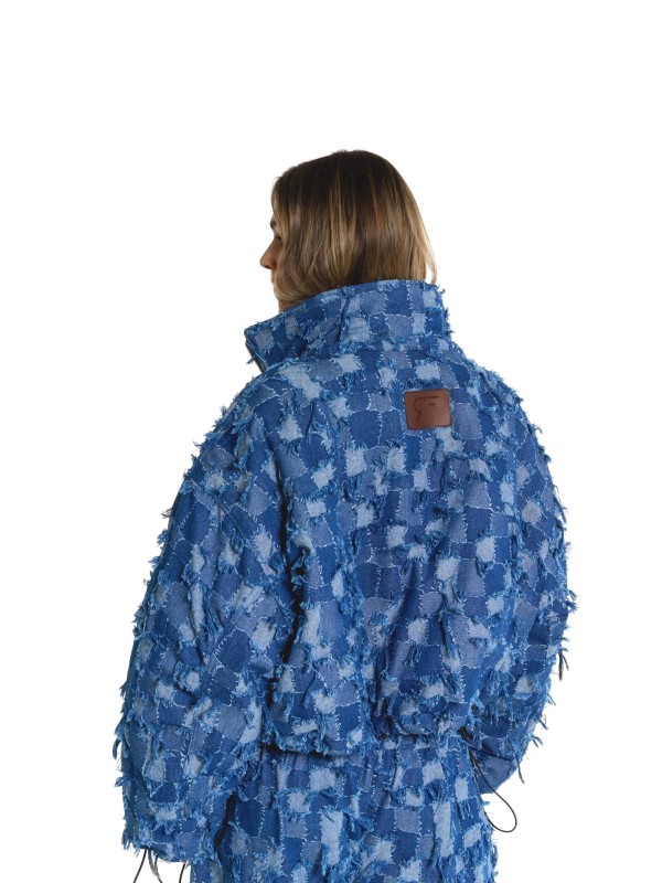 Krótka kurtka bomber patchwork denim