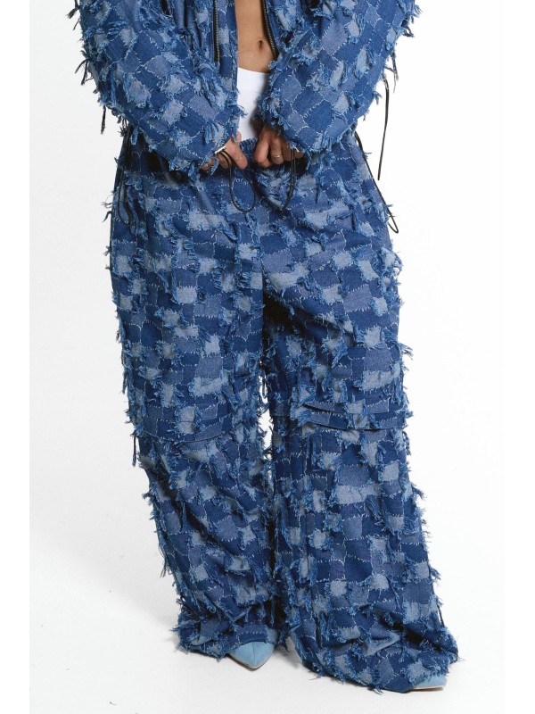 Spodnie / szorty patchwork denim zipper