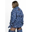 Low waist patchwork denim blazer