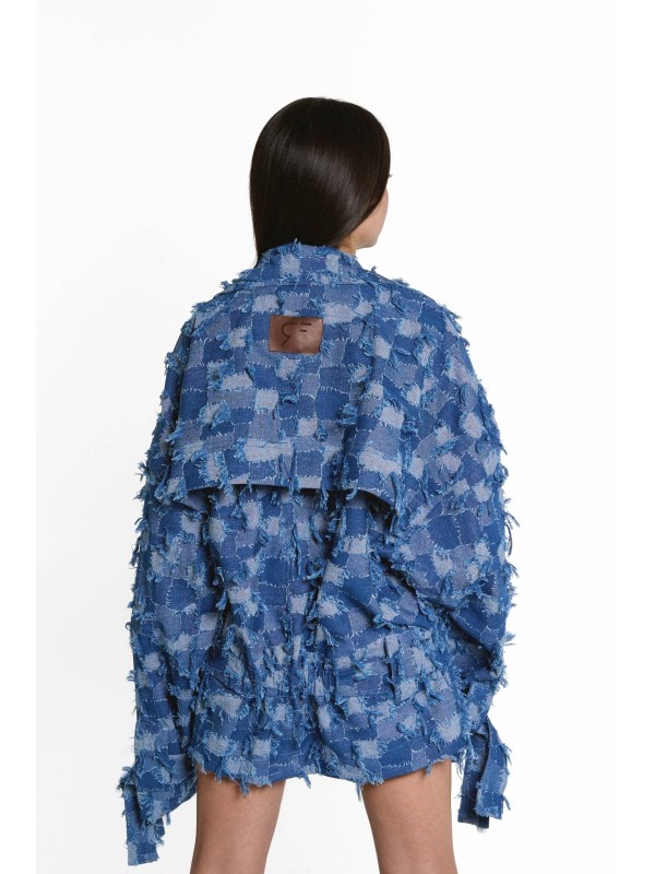 Low waist patchwork denim blazer