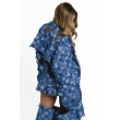 Low waist patchwork denim blazer