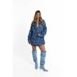Patchwork denim shirt dress