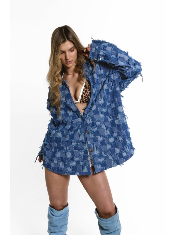 Koszulo sukienka denim patchwork