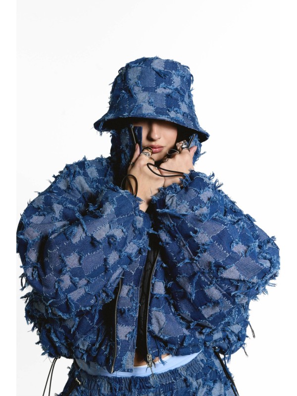 Patchwork denim bucket hat