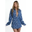 Patchwork denim shirt dress