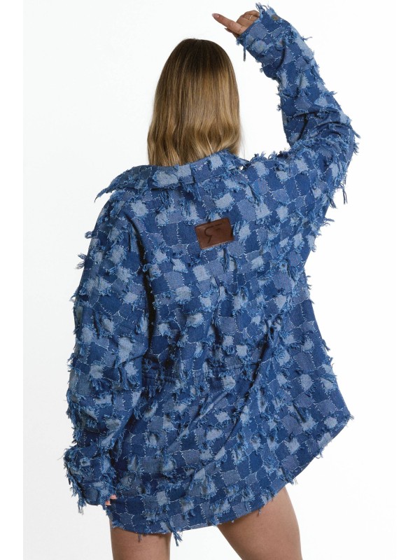 Koszulo sukienka denim patchwork