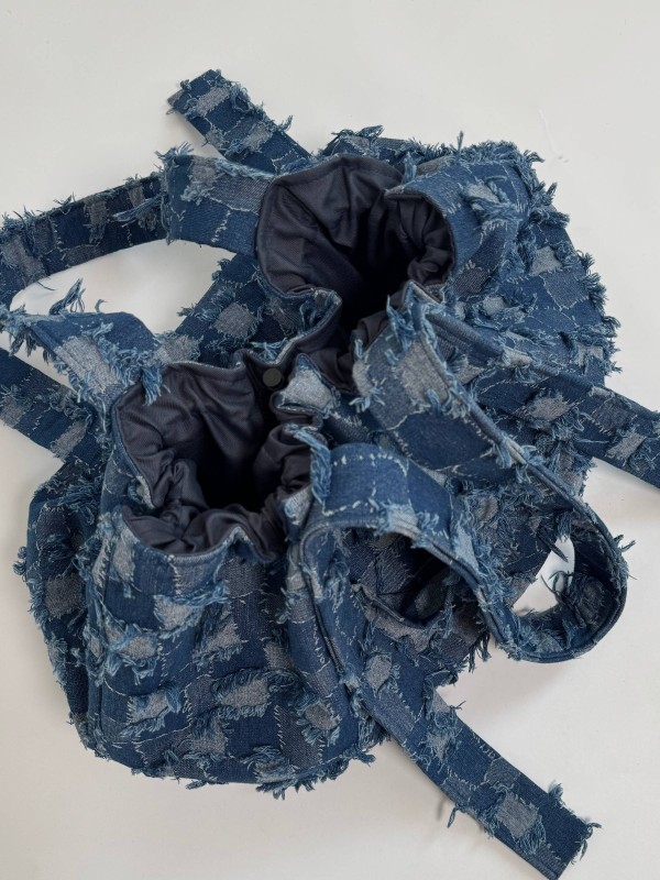 Patchwork denim shopper bag
