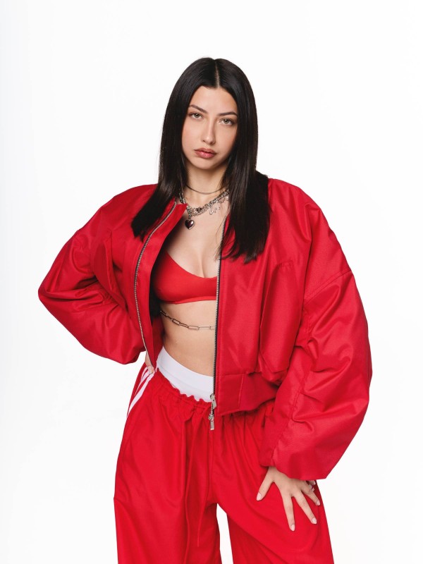 Krótka kurtka bomber cherry red