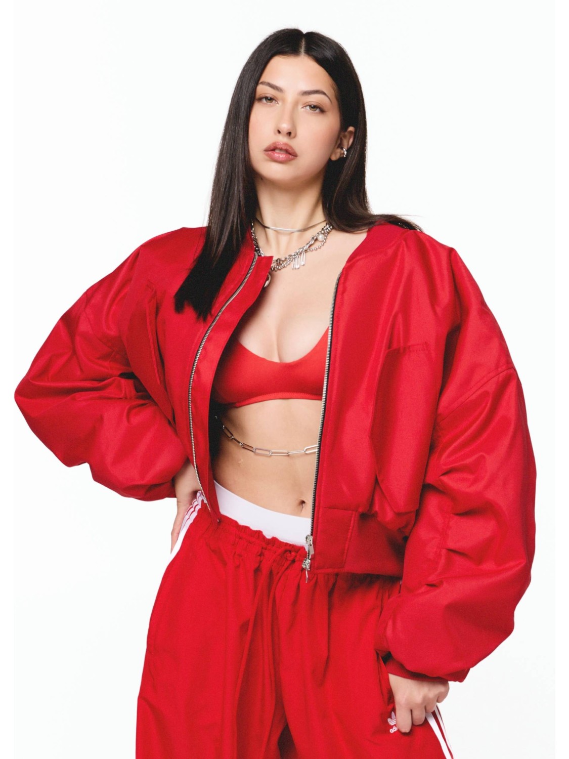 Krótka kurtka bomber cherry red