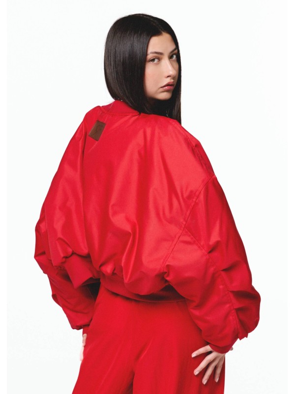 Krótka kurtka bomber cherry red