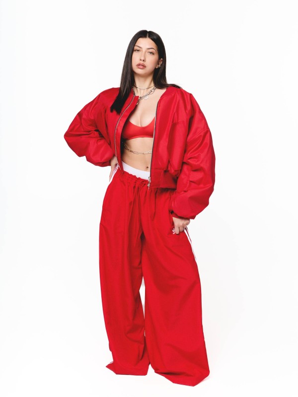 Krótka kurtka bomber cherry red