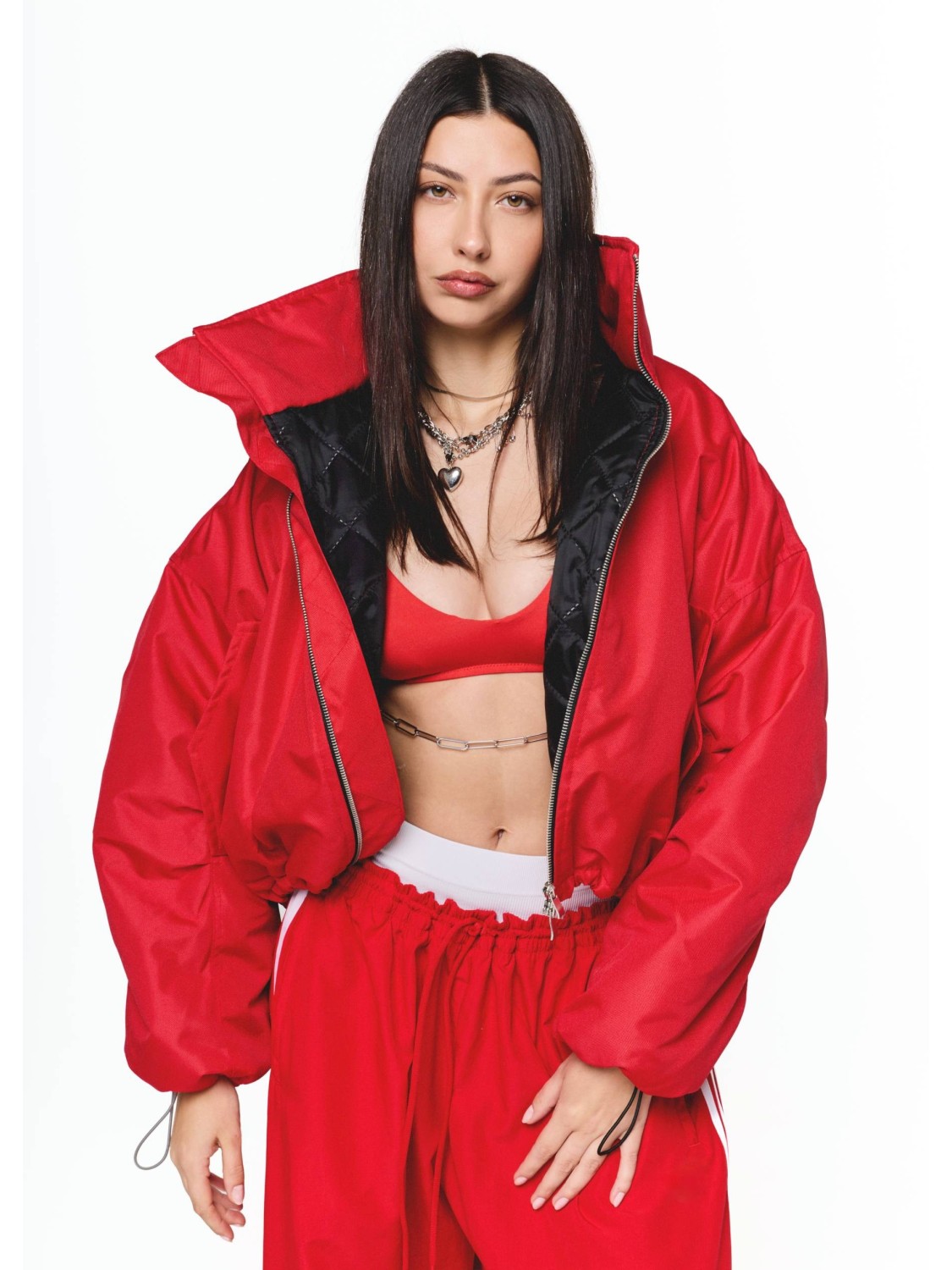 Krótka kurtka bomber cherry red