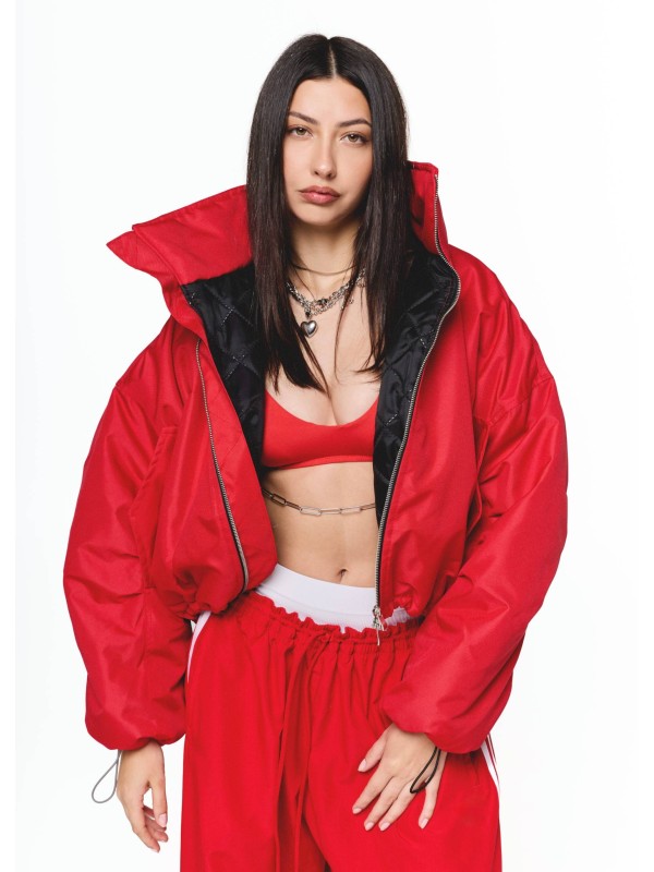 Krótka kurtka bomber cherry red