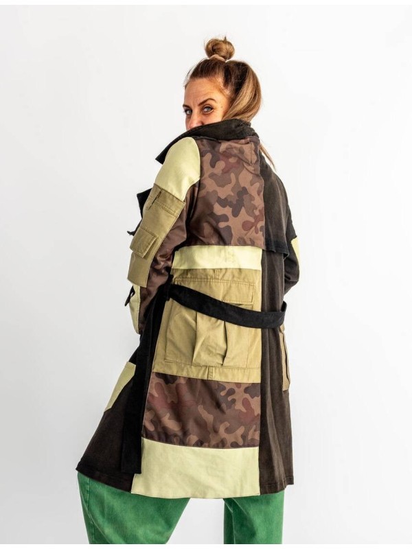 PŁASZCZ TRENCZ PATCHWORK MORO