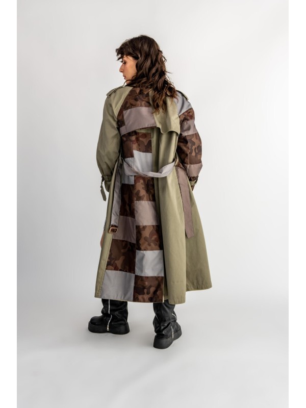 PŁASZCZ TRENCH KHAKI MORO PATCHWORK