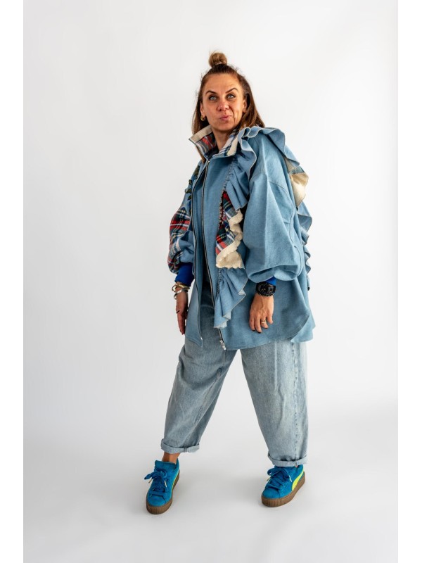 KURTKA KOSZULOWA JEANS FALBANA KRATA