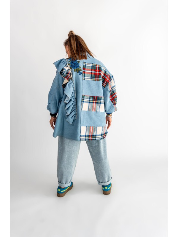 KURTKA KOSZULOWA JEANS FALBANA KRATA