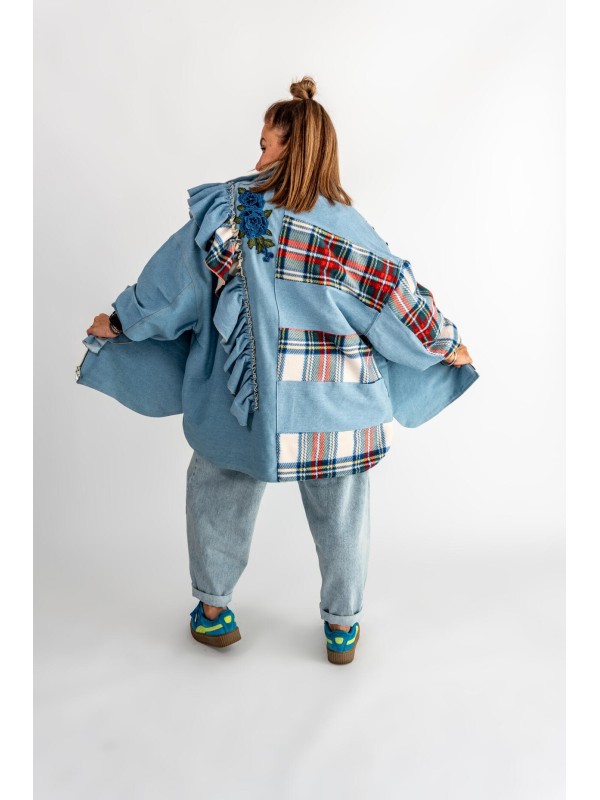 KURTKA KOSZULOWA JEANS FALBANA KRATA