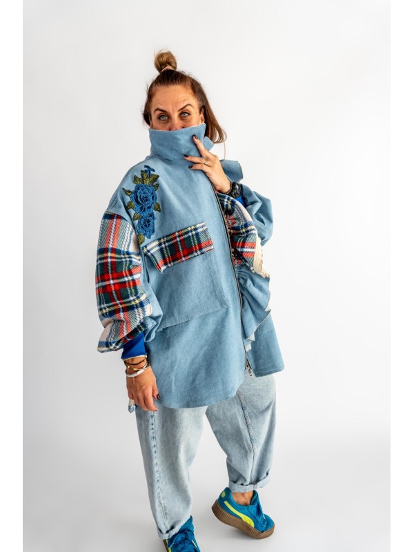 KURTKA KOSZULOWA JEANS FALBANA KRATA