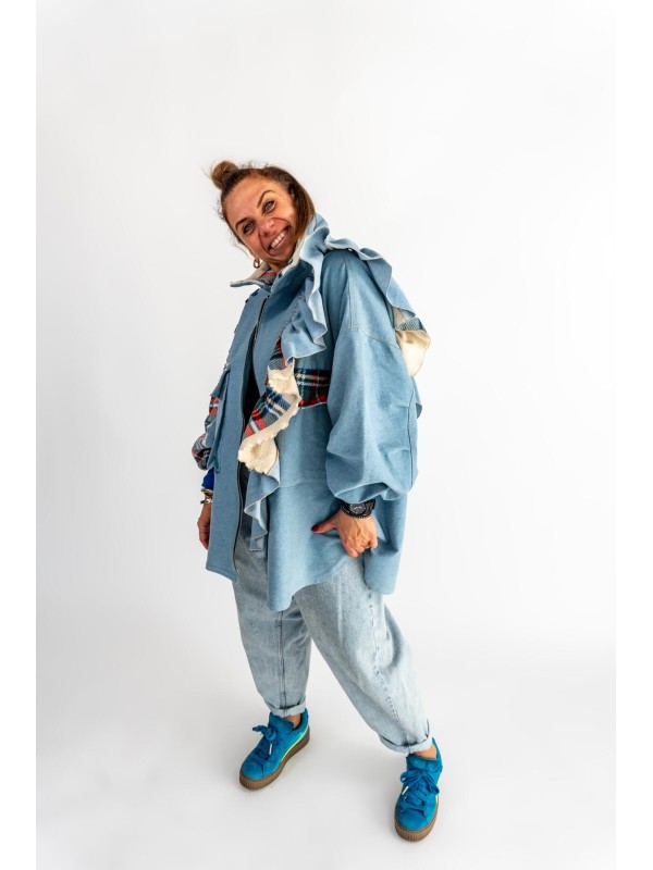 KURTKA KOSZULOWA JEANS FALBANA KRATA