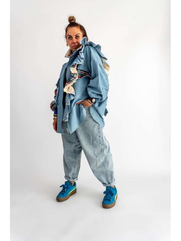 KURTKA KOSZULOWA JEANS FALBANA KRATA