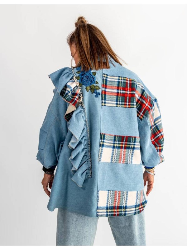 KURTKA KOSZULOWA JEANS FALBANA KRATA